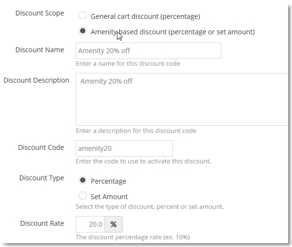 Enter the main settings for your discount code