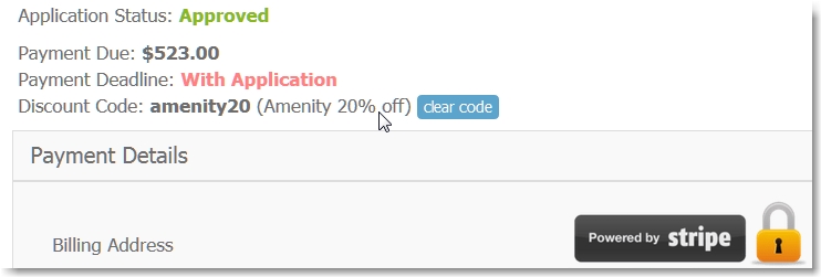 Displayed discount after it is applied.