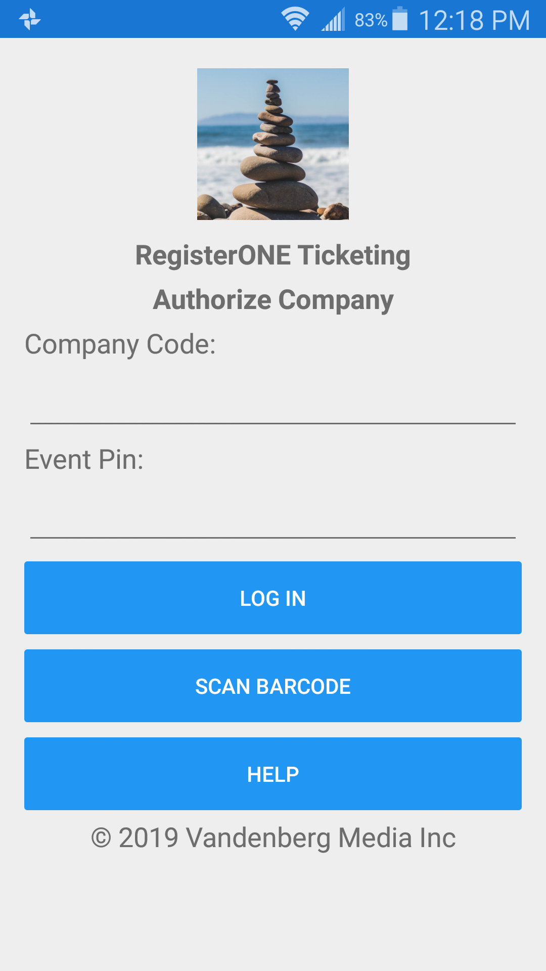 Scanapp authorize company screen.